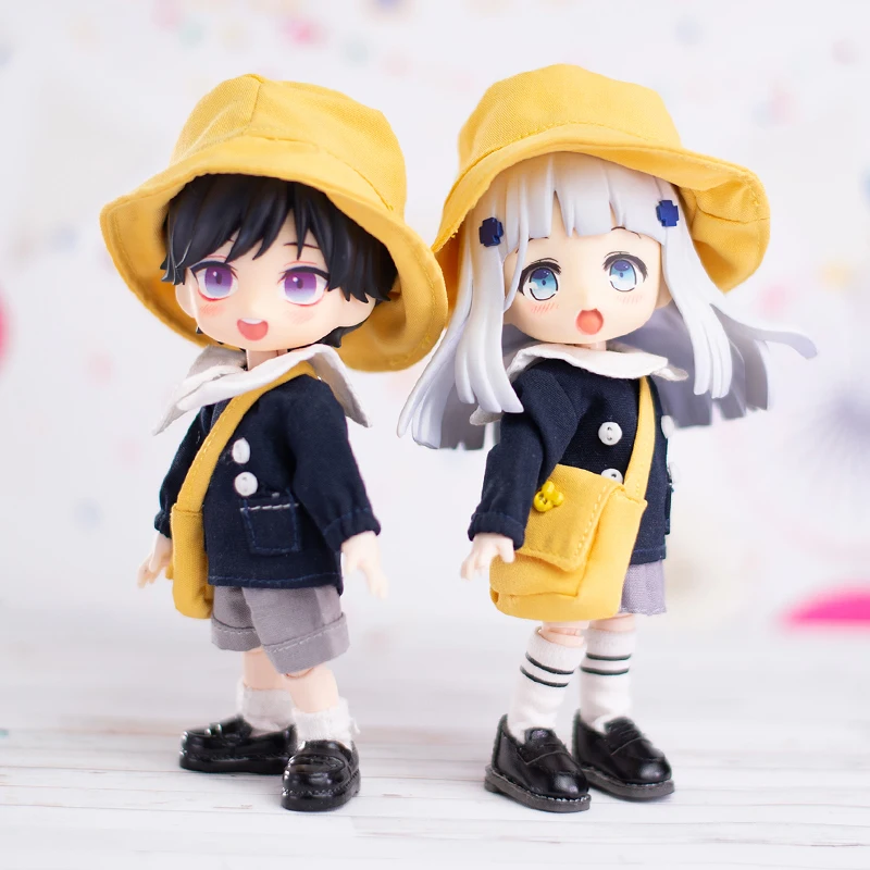 Ob11 Doll Handmade Clothes Kindergarten School Uniform Suit With Yellow Hat Bag Shirt Shorts or Skirt For Obitsu11, GSC, Molly