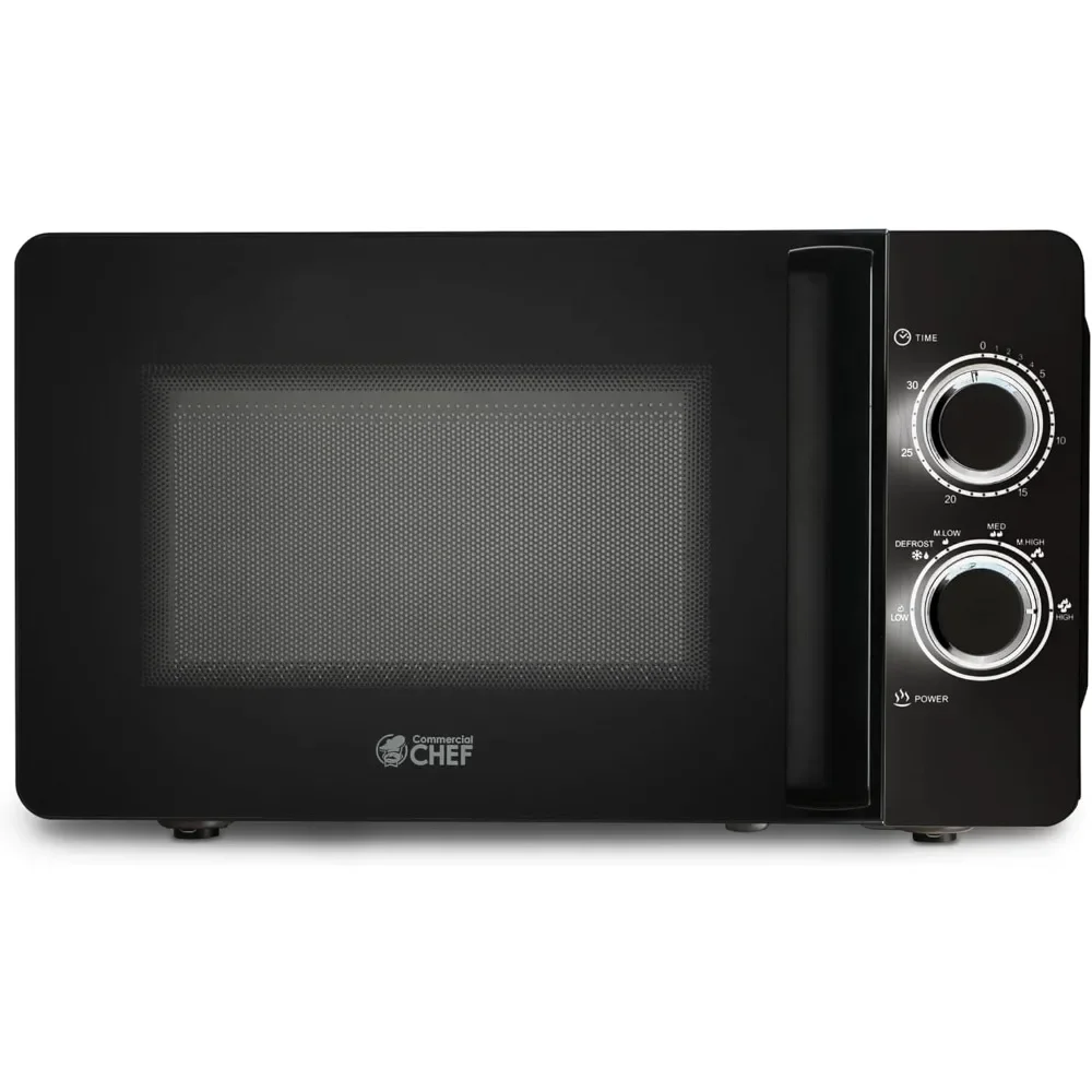 Black Microwave, with Rotary Switch Knob, 700W Countertop Small Microwave, with Microwave Turntable Plate, 6 Level Power