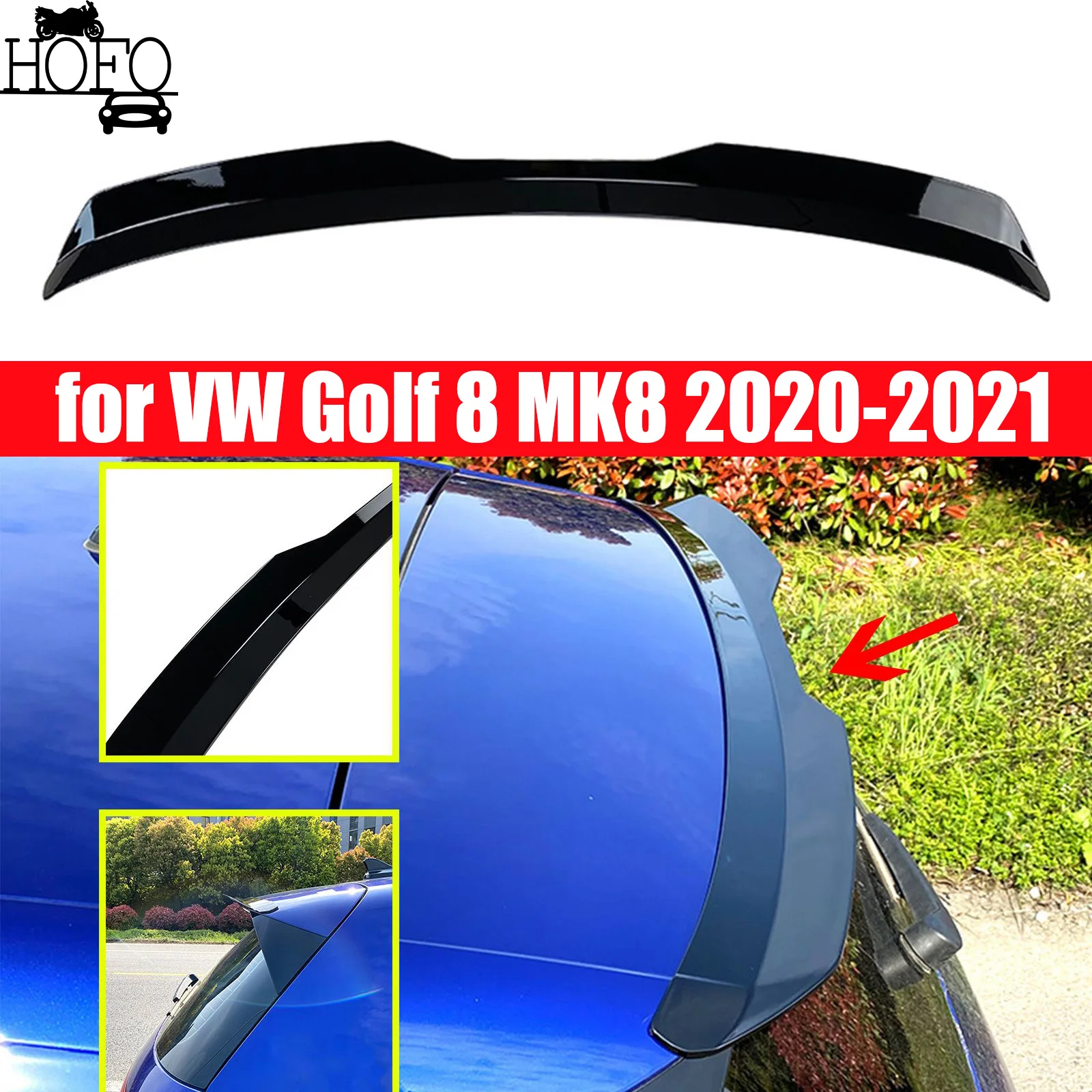 Rear Trunk Spoiler Wing Glossy Black ABS For VW Golf 8 MK8 2020-2021