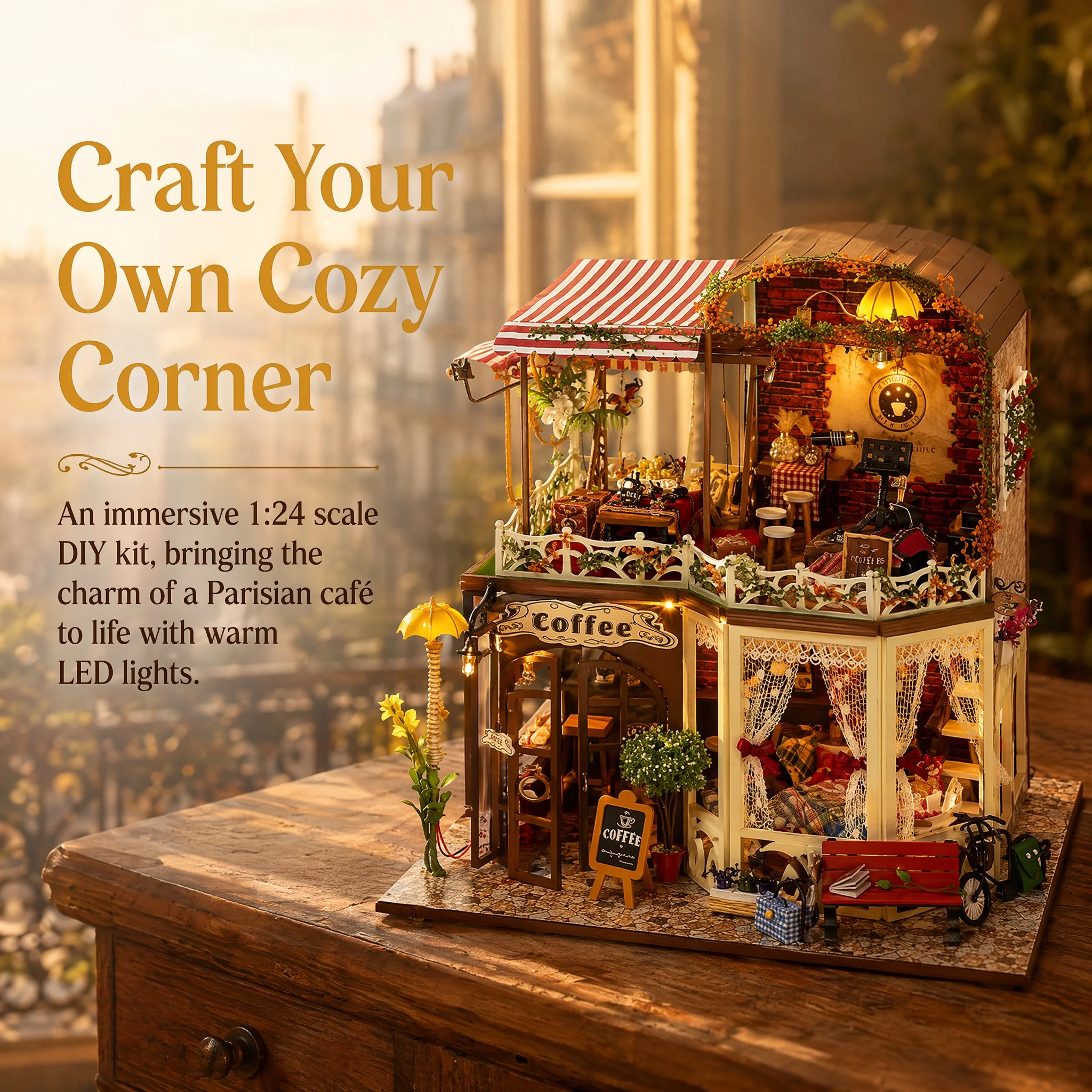 Lighting Home Decor Products - مجموعة بناء منزل الدمى المصغر ذاتي