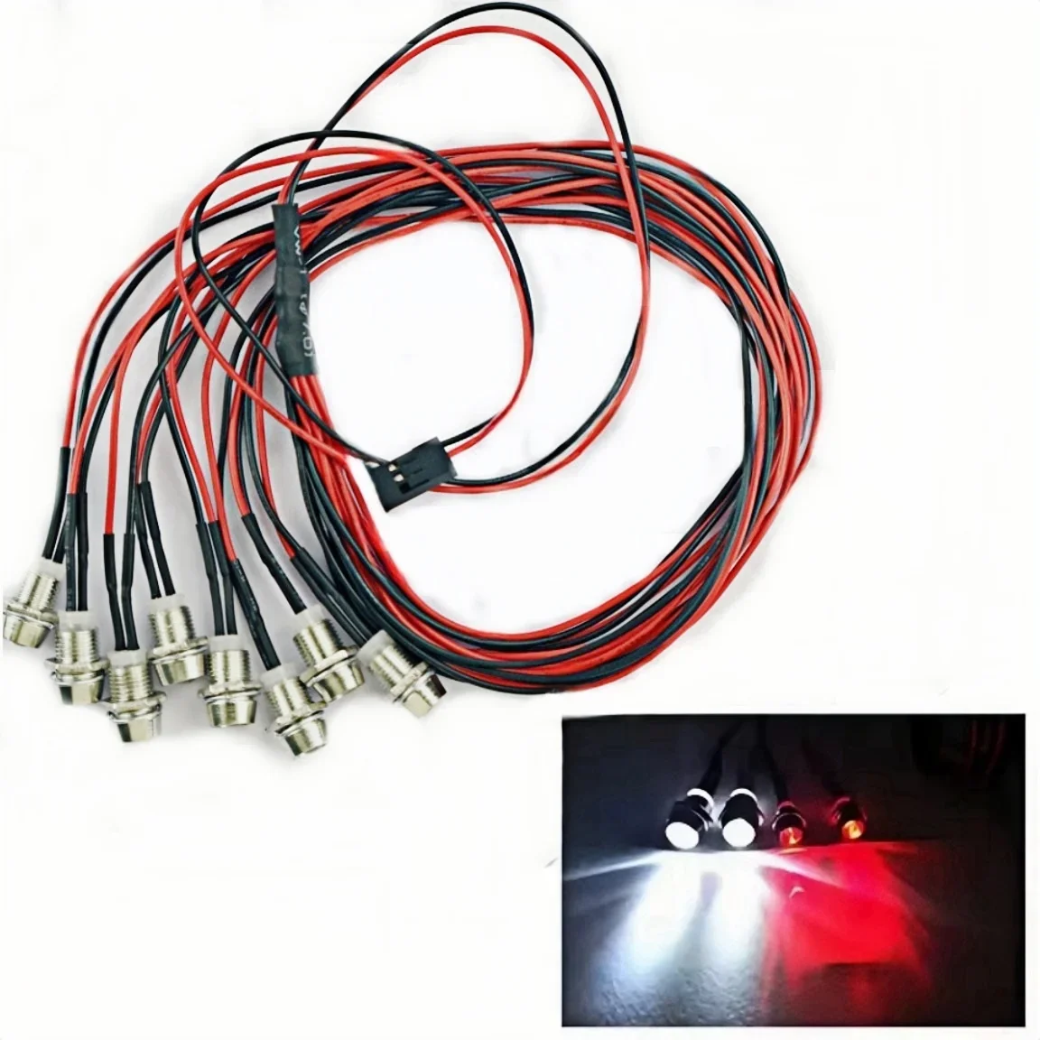 Reflektory RC 2/4/6/8 czerwono-białe 3/5mm Światła LED RC Reflektor zdalnie sterowany przednie i tylne światła