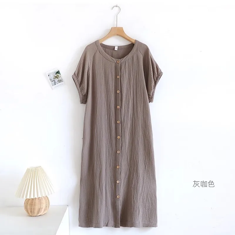 Summer 100% Cotton Nightgowns for Women Soft Short Sleeve Night Dress Loose Causal Nightdress Sister\'s Nightwear Festival Gifts