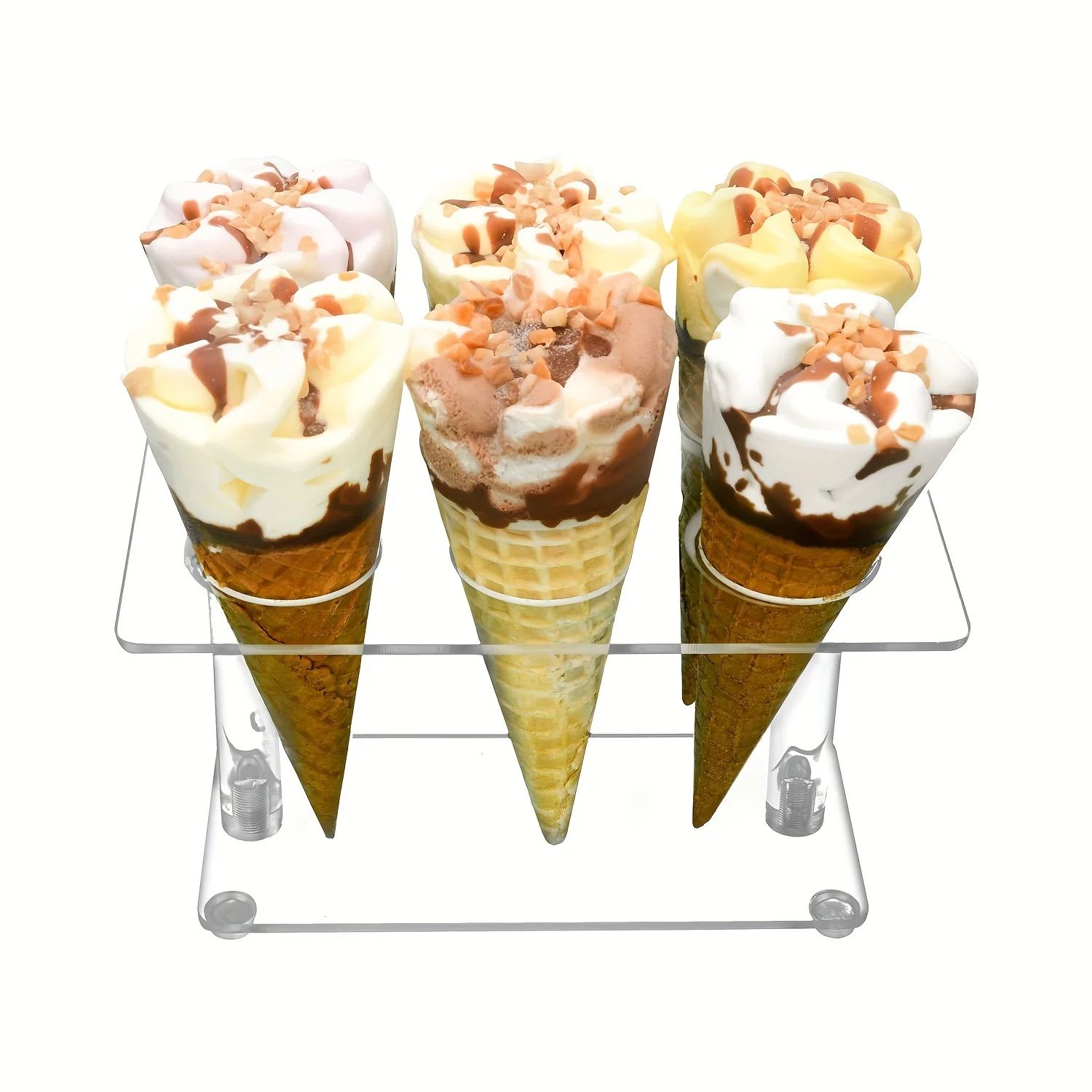 6 Holes Transparent Ice Cream Stand Cake Cone Holder Baking Kitchen Tools Acrylic Wedding Buffet Food Display