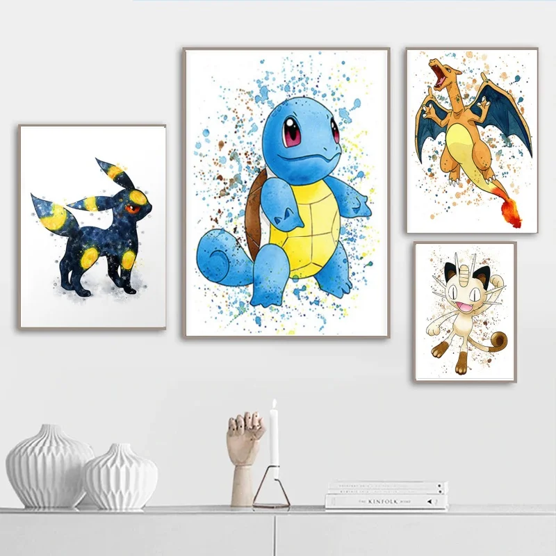 

Canvas Artwork Painting Pokemon Squirtle Modern Home Children Gifts Kid Action Figures Living Room Picture Aesthetic Poster