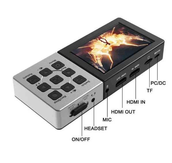 Ezcap 273 HD 1080P 60fps HDMI Video Capture Card Game Live Streaming Recording Box With LCD Screen Playback Player Mic in Audio