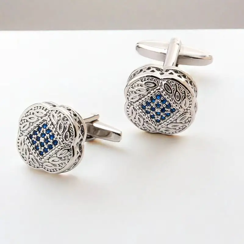 French Business Cufflinks Banquet Gift Cufflinks Men\'s High-End Crystal Zircon Cufflinks Wedding Cufflinks