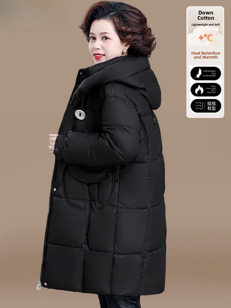 

Warm Cotton Jaet for Middle-Aged Women Winter Outerwear Long-Lasting Faionable Durable Polyester Fiber Large Size Coat