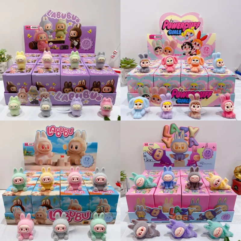 

New 12pcs Mini Labubu Standing&Sitting Posture Figures Cute Dolls Blind Box Model Collection Decor Ornament Accessories Toy Gift