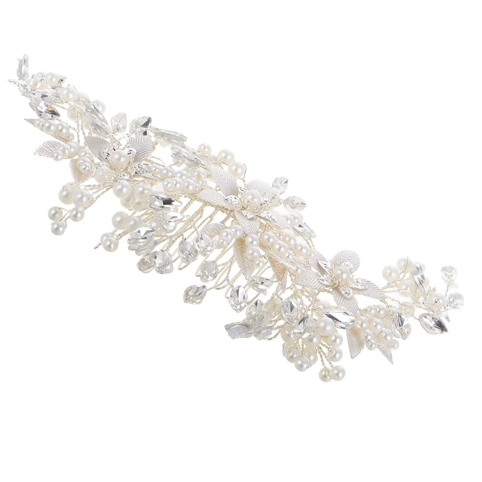 

Pearl Crystal Hair Combs Silver Rhinestones Bridal Floral Elegant Bride Accessories Wedding Hair Jewelry Women