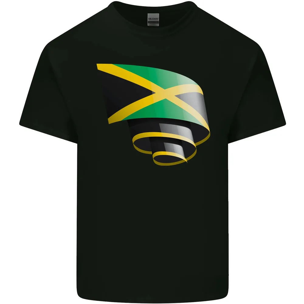 Curled Jamaican Flag Jamaica Day Football Mens Cotton T-Shirt Tee Top tops Unisex Summer Short Sleeve
