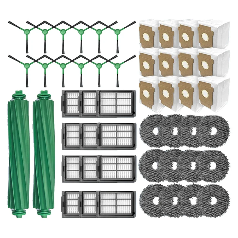 طقم قطع غيار BAAM-Fit لـ Irobot Roomba Plus 405/505 Combo-فرشاة جانبية رئيسية فلتر Hepa وسادة ممسحة أكياس الغبار ملحقات استبدال