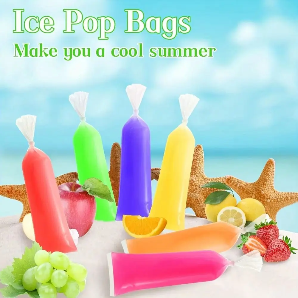 50/100Pcs Transparent Freezing Bags Food Grade Leak Proof Disposable Popsicle Bags DIY Ice Pop Mold Bags Summer Use
