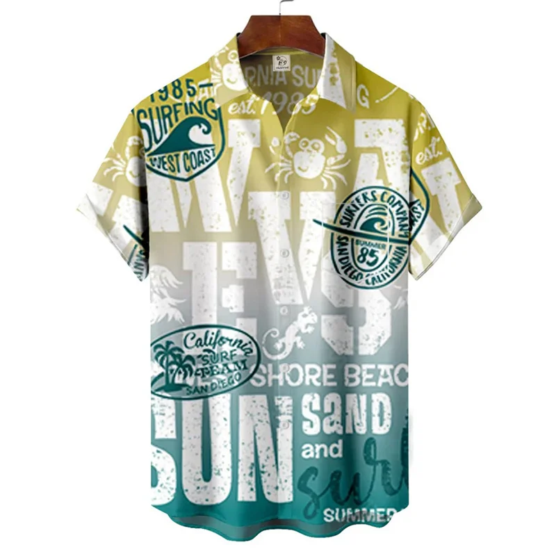 

Men's Oversized Hawaiian Short Sleeve Shirt Luxury Tropical Tiki Plain Beach Fashion Style Harajuku Gengar High Quality Clothing