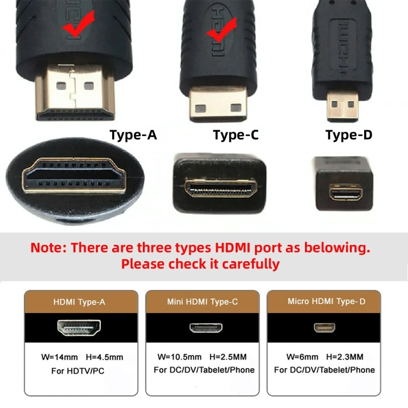 Mini HDMI 2.1 Ultra Thin HDTV Cable 4K 8K Hyper Super Flexible Slim Cord Type-A to Type-C for Camera HDTV