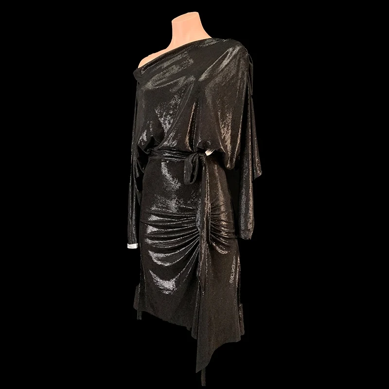 Adults Chacha Latin Dance Competition Costume Slanted Shoulder Latin Top Drawstring Skirt Women Ballroom Dance Wear SL11577
