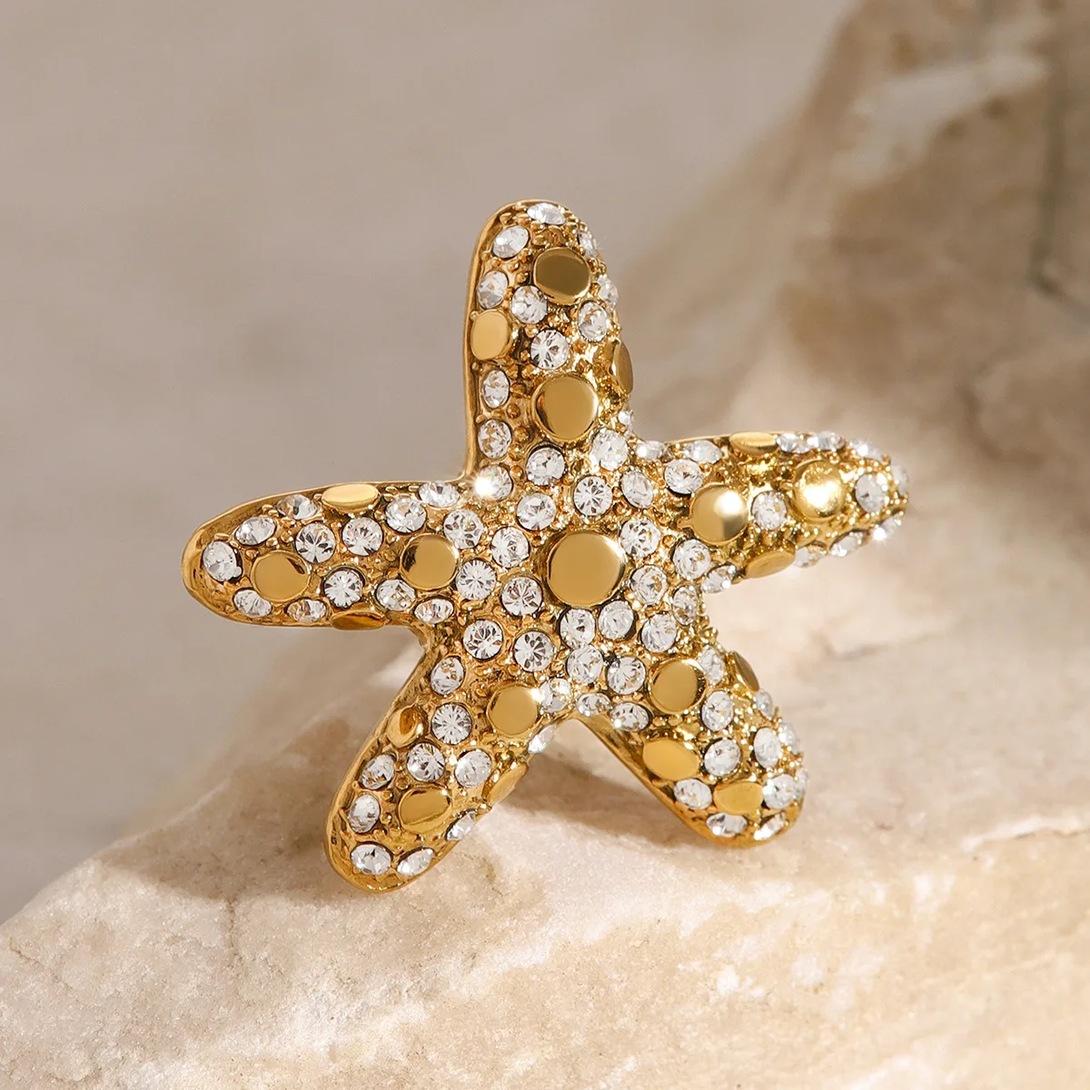 

Stainless Steel PVD 18K Gold Plated Tarnish Waterproof Geo Star Flower Rings For Woman Jewelry Wholesale Trendy