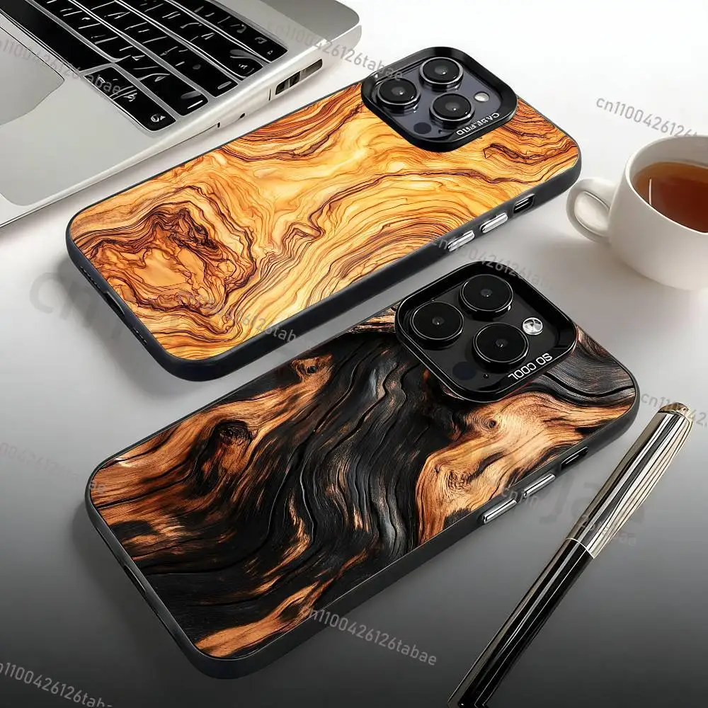 Cool Natural Wood Phone Case For iPhone 17,16,15,14,13,12,11,Pro,Max,Plus,Mini Candy Matte Shockproof Cover