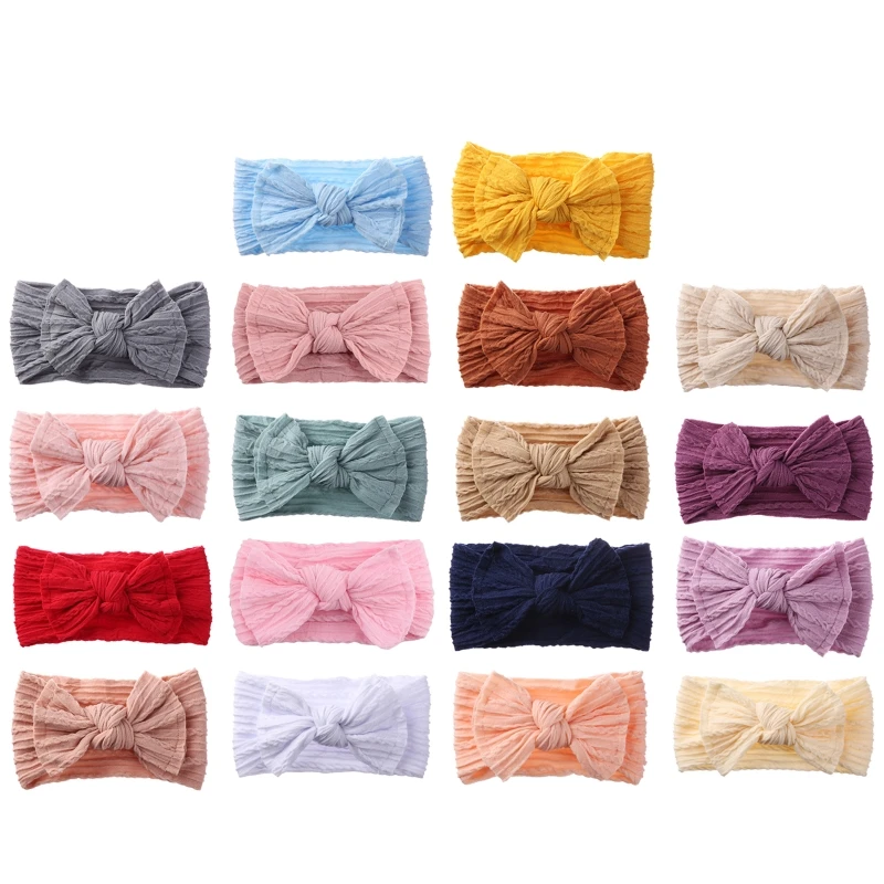 1Pc Fascia per neonato per ragazze Maglia elastica per bambini Turbante per bambini Archi in nylon morbido per bambini Neonati