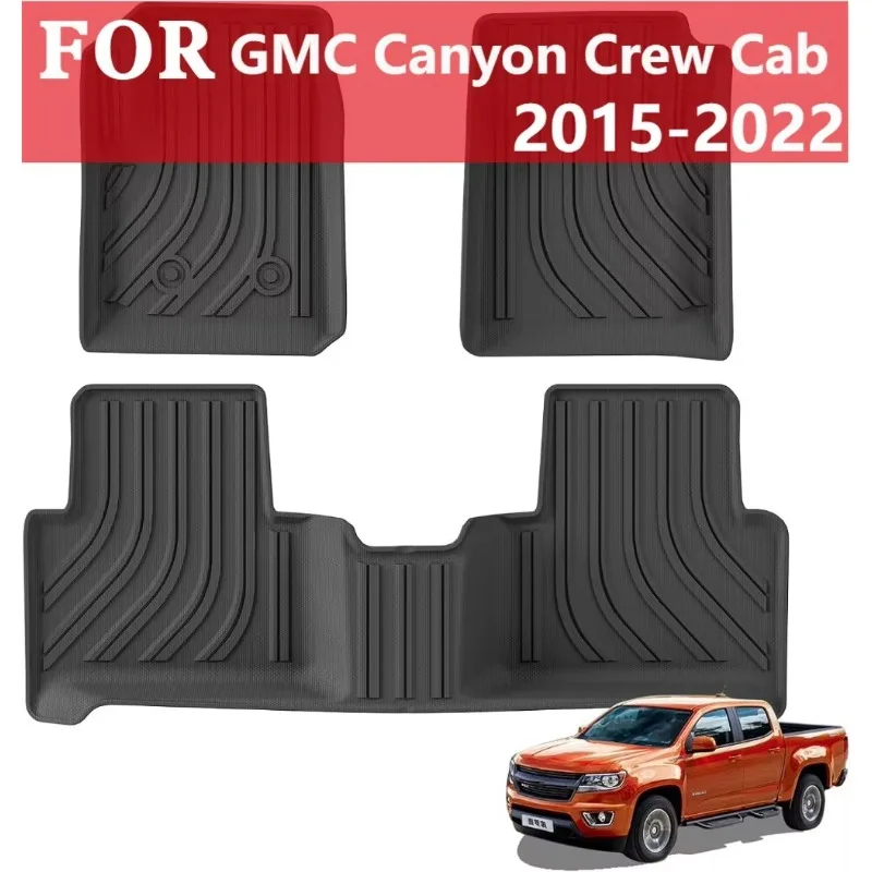 Alfombrillas para Chevy Chevrolet Colorado Crew Cab 2015-2022/GMC Canyon Crew Cab Revestimientos de piso Alfombrillas para automóvil de 1.a y 2.a fila Inteior Black