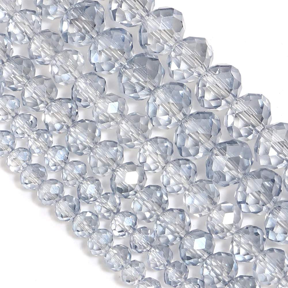 4 6 8 مللي متر الأوجه خرز كريستالي أزرق فاتح رمادي المعداد الزجاج فضفاض خزر عازل لصنع المجوهرات عقد دي اي واي أساور لوازم