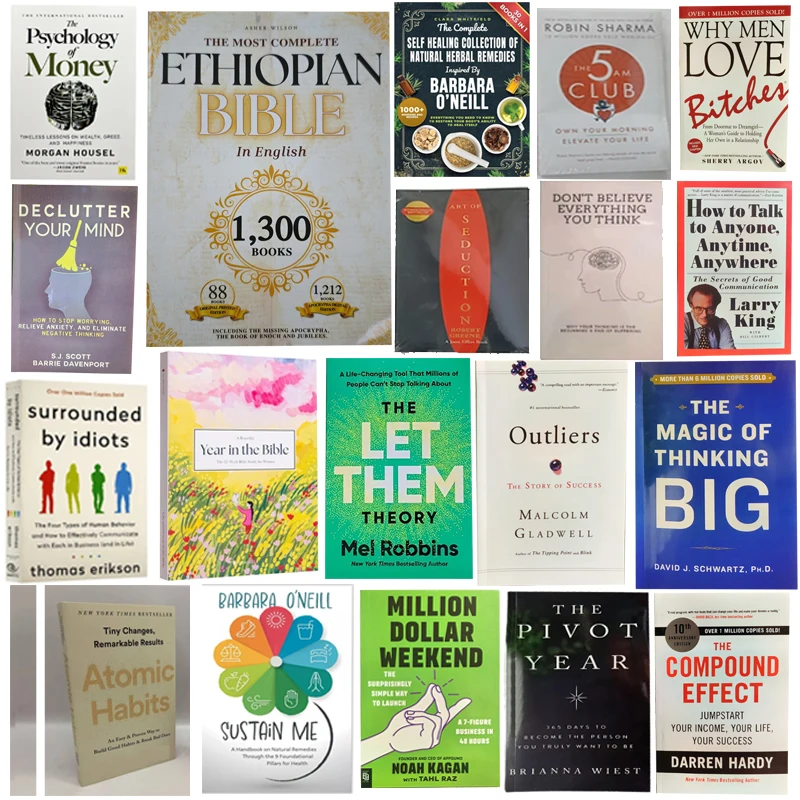 

2025 НОВЫЕ английские бестселлеры: книги с денежной психологией, атомные привычки, изменения мышления, 48 любителей силы и т. д.