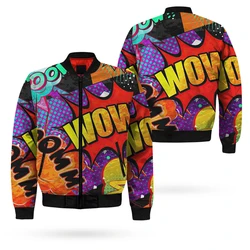 2024 New Mens Bomber Jacket Street Graffiti Letter 3D All Over Printed Zip Tracksuits Unisex Casual Zipper Jackets Clothing Tops