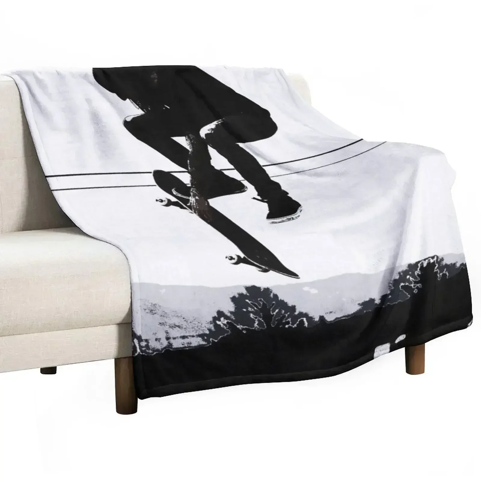 New Flying High Skateboarder Throw Blanket Luxury Designer Flannels Soft Plaid Comforter Retros Quilt Blankets