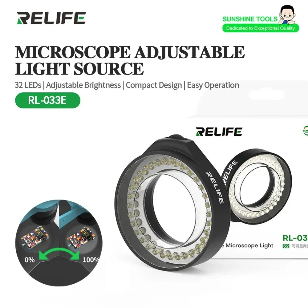 

RELIFE RL-033E Lamp Microscope Adjustable Light Source 32-LED Strong light focus Anti Glare Eliminate Reflection Light Source