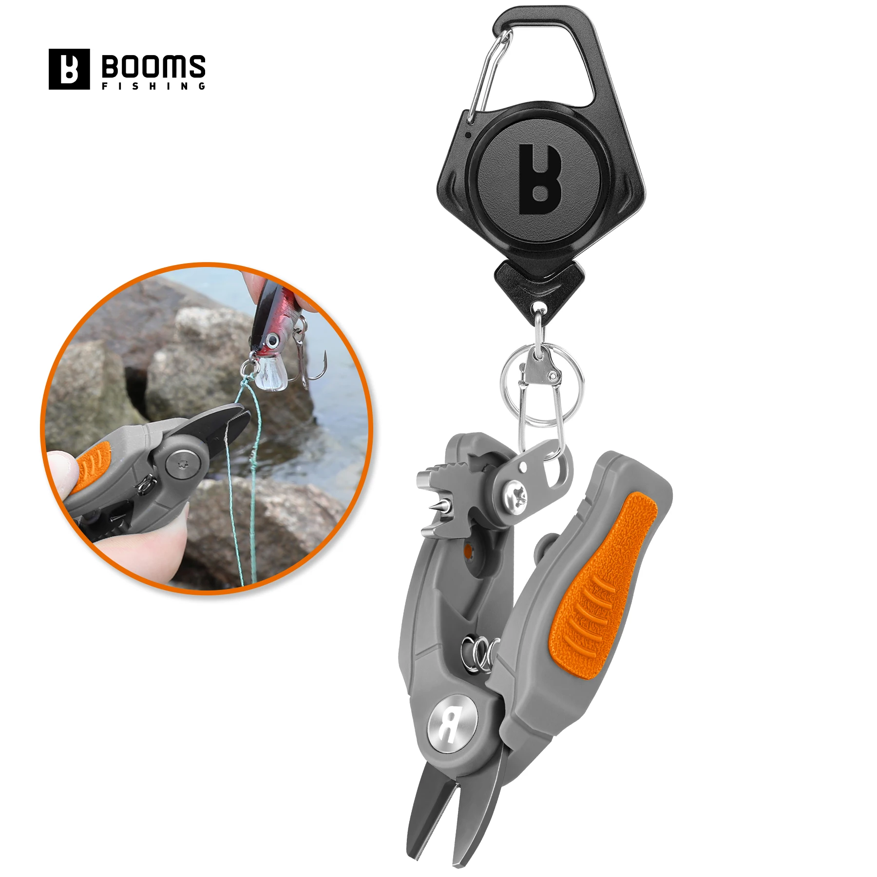 

Booms Fishing Mini Line Cutter Fishing Braid Scissors Saltwater with Hook Eye Cleaner Serrated Shears with Locking Fishing Tool