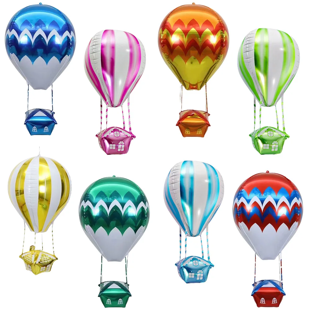 4pcs 4D Hot Air Aluminum Film Balloon 89x29cm Hot Air Shape Helium Foil Balloons Valentine's Day Wedding Birthday Party Decor