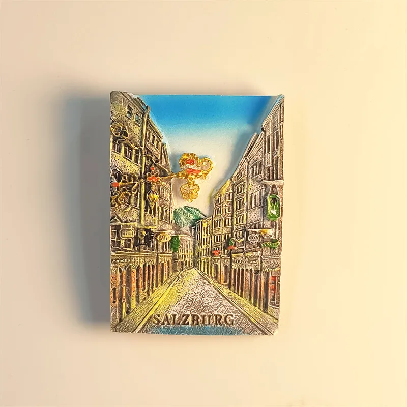 Austria Salzburg creative three-dimensional street view travel souvenir hand-painted magnetic fridge magnet resin material