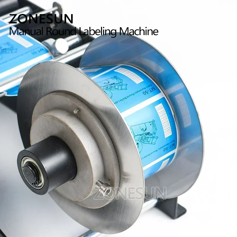 ZONESUN ZS-50 Label Applicator Manual Round Bottle Labeling Machine Beer Can Jar Tube Wine Adhesive Sticker Labeler