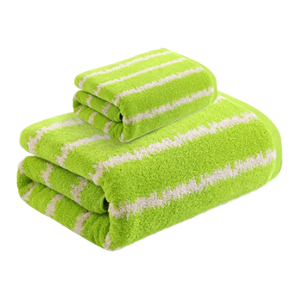 Quick Dry Towel Striped Bath Towel Pure Cotton Material Water Absorption Wave Stripe Design Skin-friendly Touch