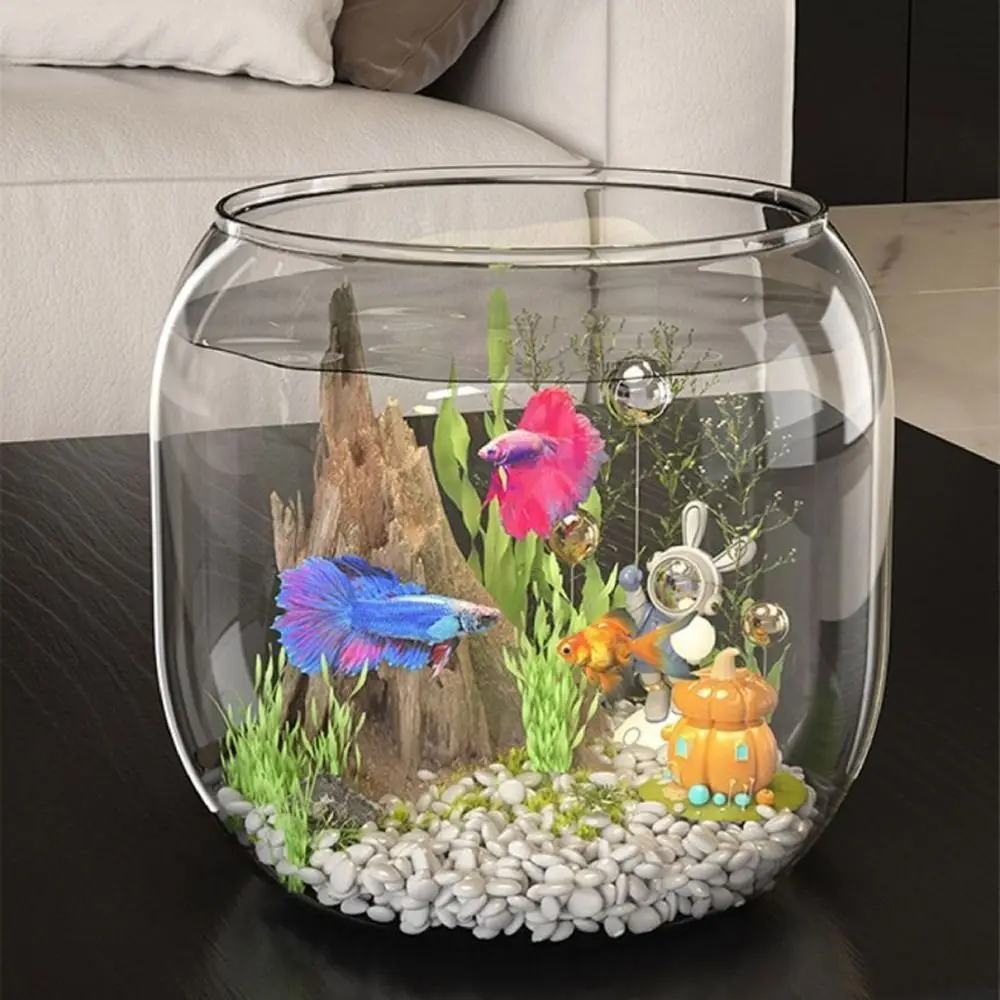 Multifunctional Transparent Round Fish Tank Anti-broken Plastic Viewing Tank Decorative Fall Resistant Fish Bowl Office