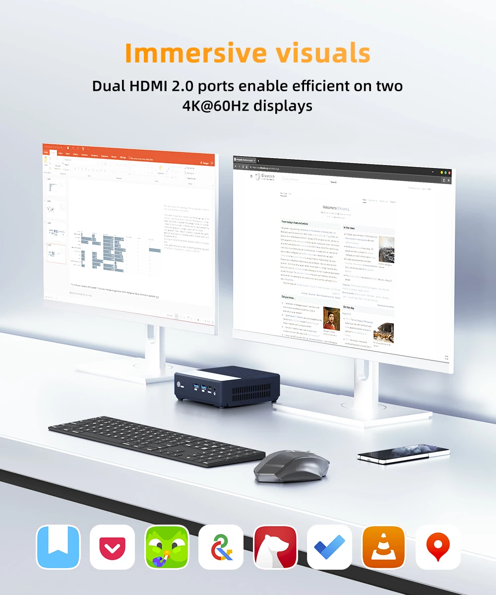 YCTipc Alder Lake N100 Mini PC Windows 11 Pro WiFi5 BT4.2 DDR4 16 GB di RAM 512 GB NVMe SSD RJ45 Desktop Office