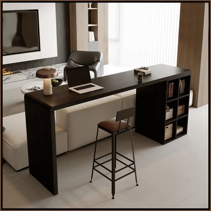

Raised solid wood desk, ash wood home bar table, partition, horizontal hall, long table behind sofa, workbench