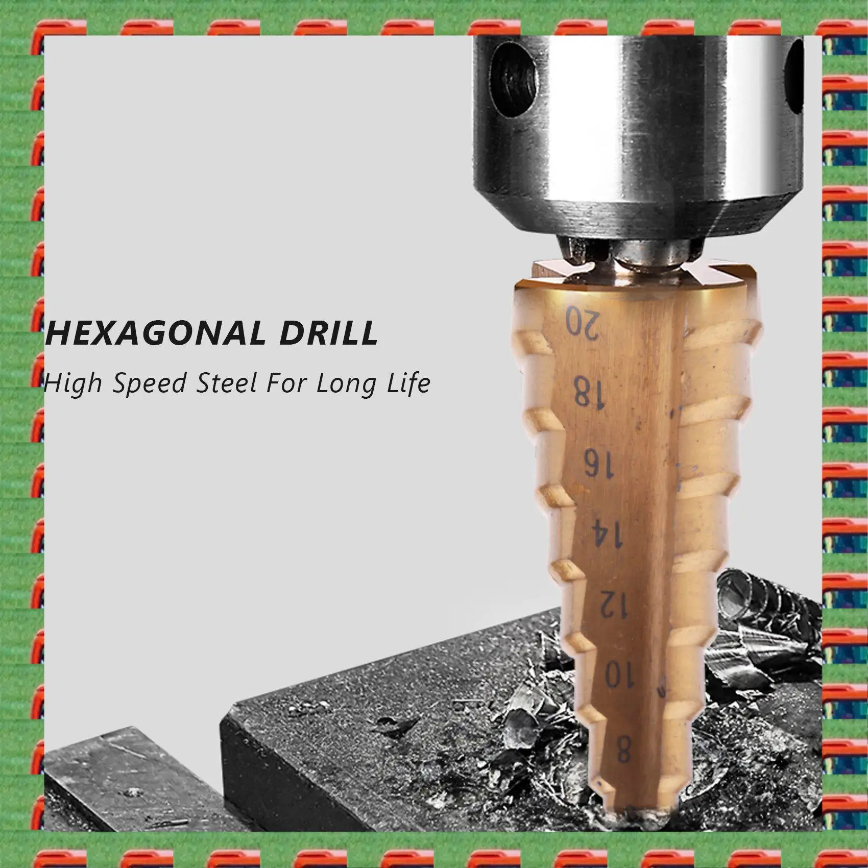 

ABMO 6Pc Hss Ступенчатый конус Набор сверл Резак для металлических отверстий Метрический 3-12 4-12 4-20 мм 1/4 дюйма Металлический шестигранный конус с титановым покрытием