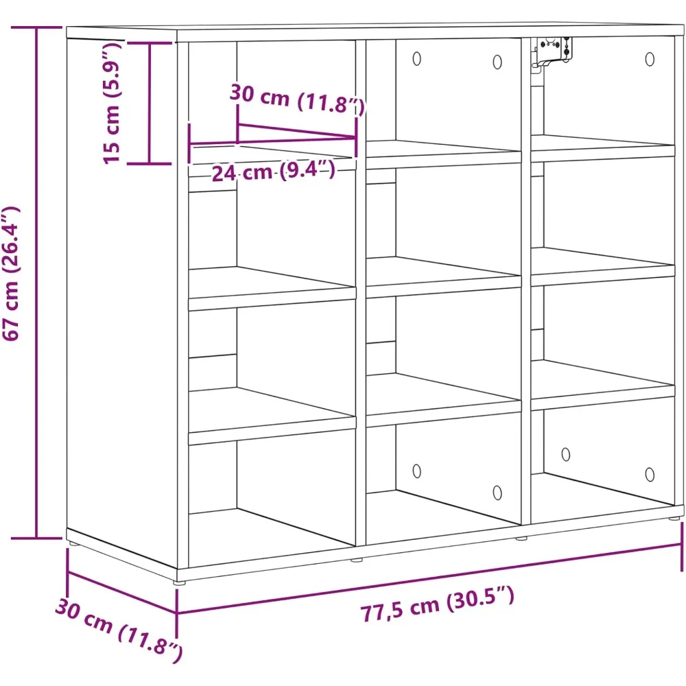 خزانة أحذية خشبية هندسية من سونوما أوك مع مساحة تخزين ورف، موديل 808714