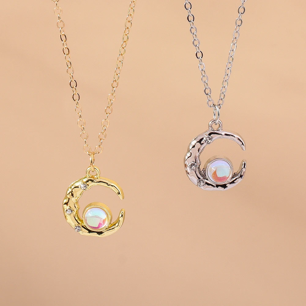 Aihua Exquisite Y2K Gold Farbe Kristall Sonne Mond Sterne Halsketten für Frauen Koreanische Temperament Schlüsselbein Kette Geburtstag Schmuck Geschenk – Detail 4