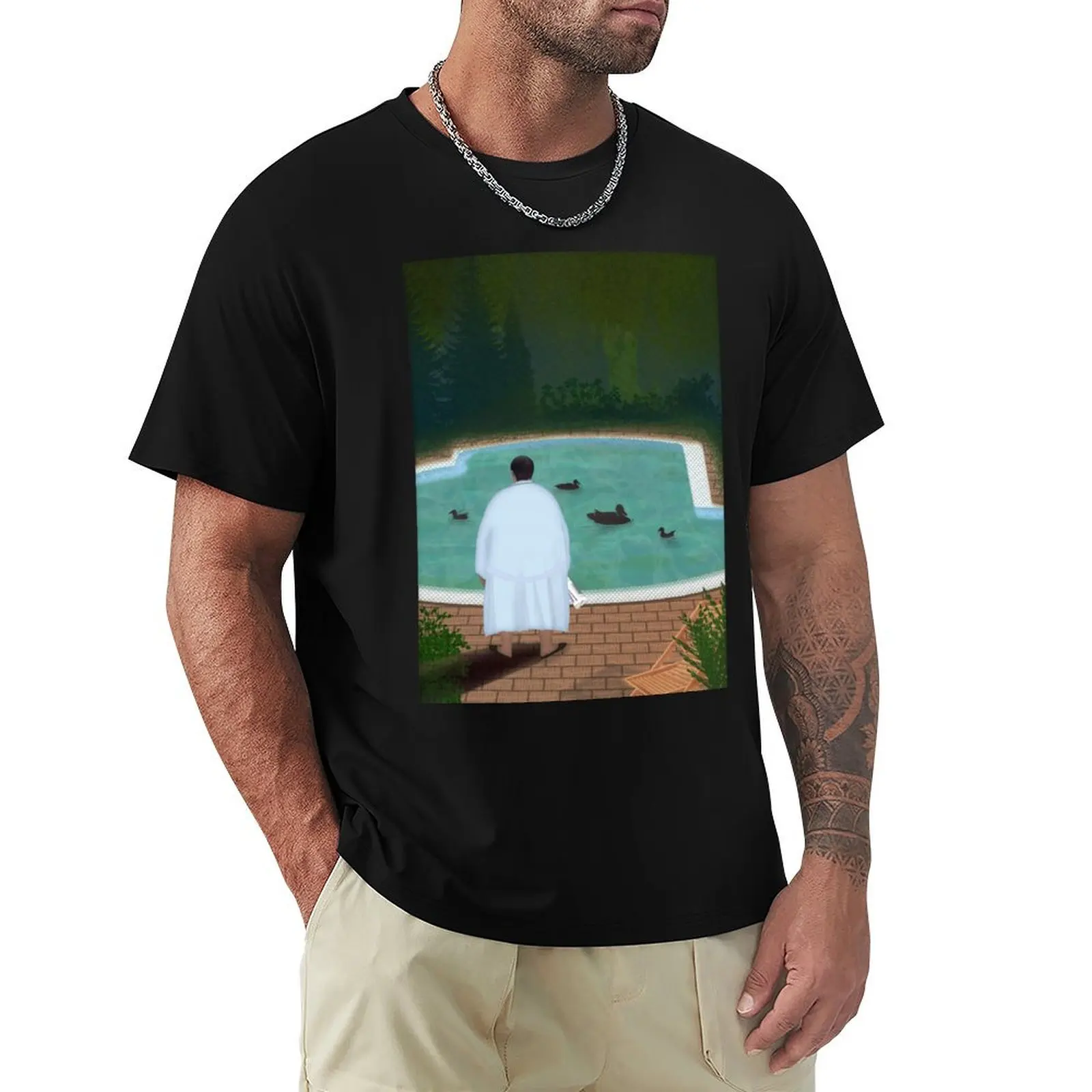 

Him, with those ducks... T-Shirt Everyday Wear Basic Short Sleeve Top