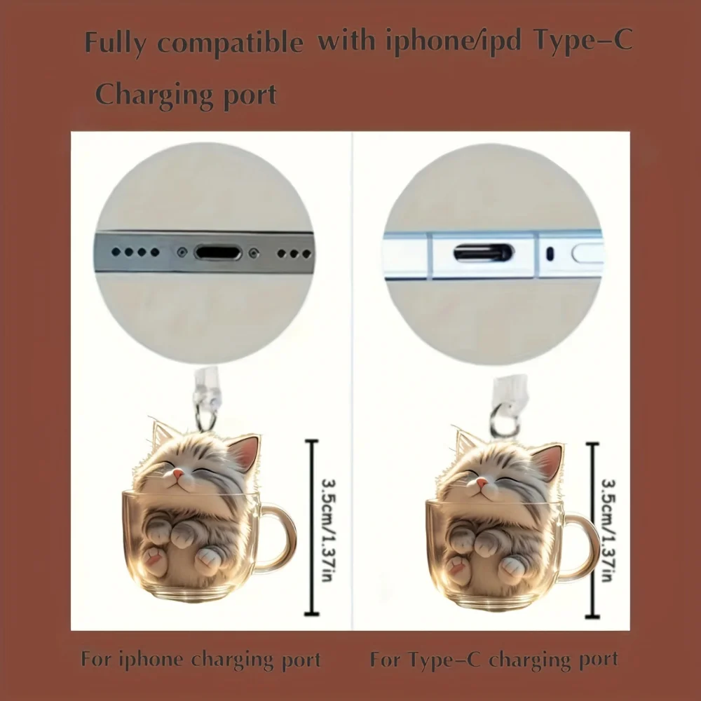 Phone Dust Plug Adorable Acrylic Dust Plug 2d  Phone Accessory Universal Type C Phone Plug For Iphone Charging Port Android