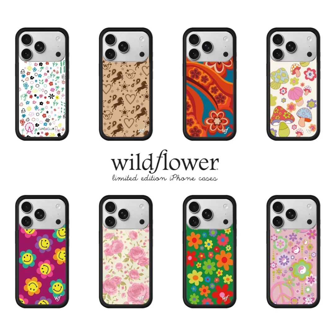 Wildflower ins Happy Sunflowers Phone Case for iPhone 13 12 11 14 15 16 17 Pro Max Plus air Brand Flowers wf Cover Y2K Cases