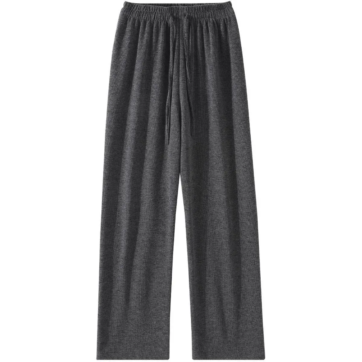 Dark Gray Casual Pants For Women In Spring And Autumn 2024, New Straight Leg Hanging High Waisted Loose Casual Wide Leg Pants