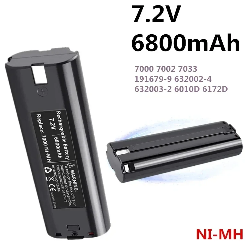 1-2pcs 7.2V 4800-6800mAh Ni Mh Makita battery compatible with 7000 7033 191679-9 632002-4 632003-2 6010D 6172D power tools