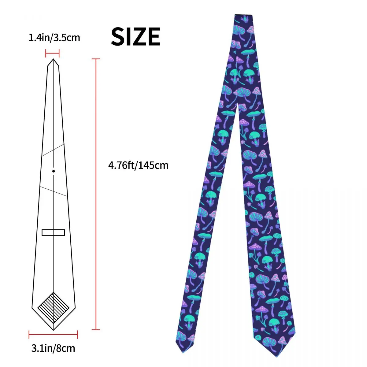 Magic Mushrooms Neckties Men Silk Polyester 8 cm Wide Psychedelic Hippie Neck Ties for Mens Accessories Gravatas Wedding Cosplay