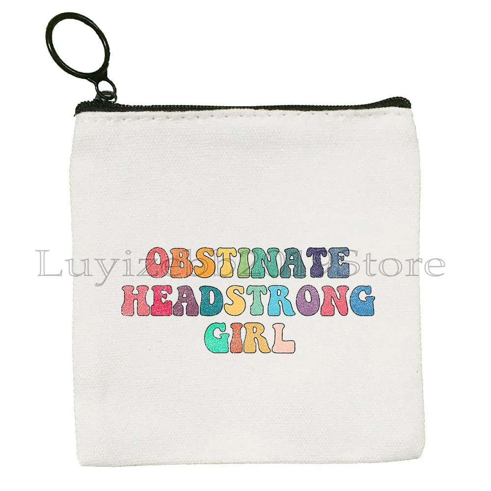 Obstinate Headstrong Girl Jane Austen Quotes Pride and Prejudice Romantic Novel Gift Canvas Coin Purse Key Case Bag Zipper Pouch
