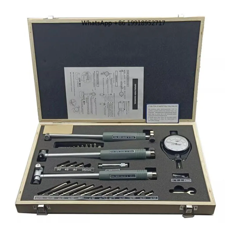 High Precision inside Micrometer Bore Gauge Set 18-160mm Dial Indicator Cylinder Bore Measuring Tool for Industrial Use