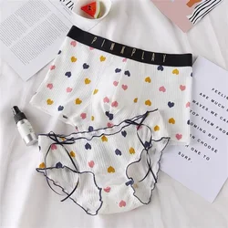 High Quality Couple Panties Sexy Cotton Fabrics Underwear Men Boxers Women Kawaii Loli Briefs Cute Love Print Underpants