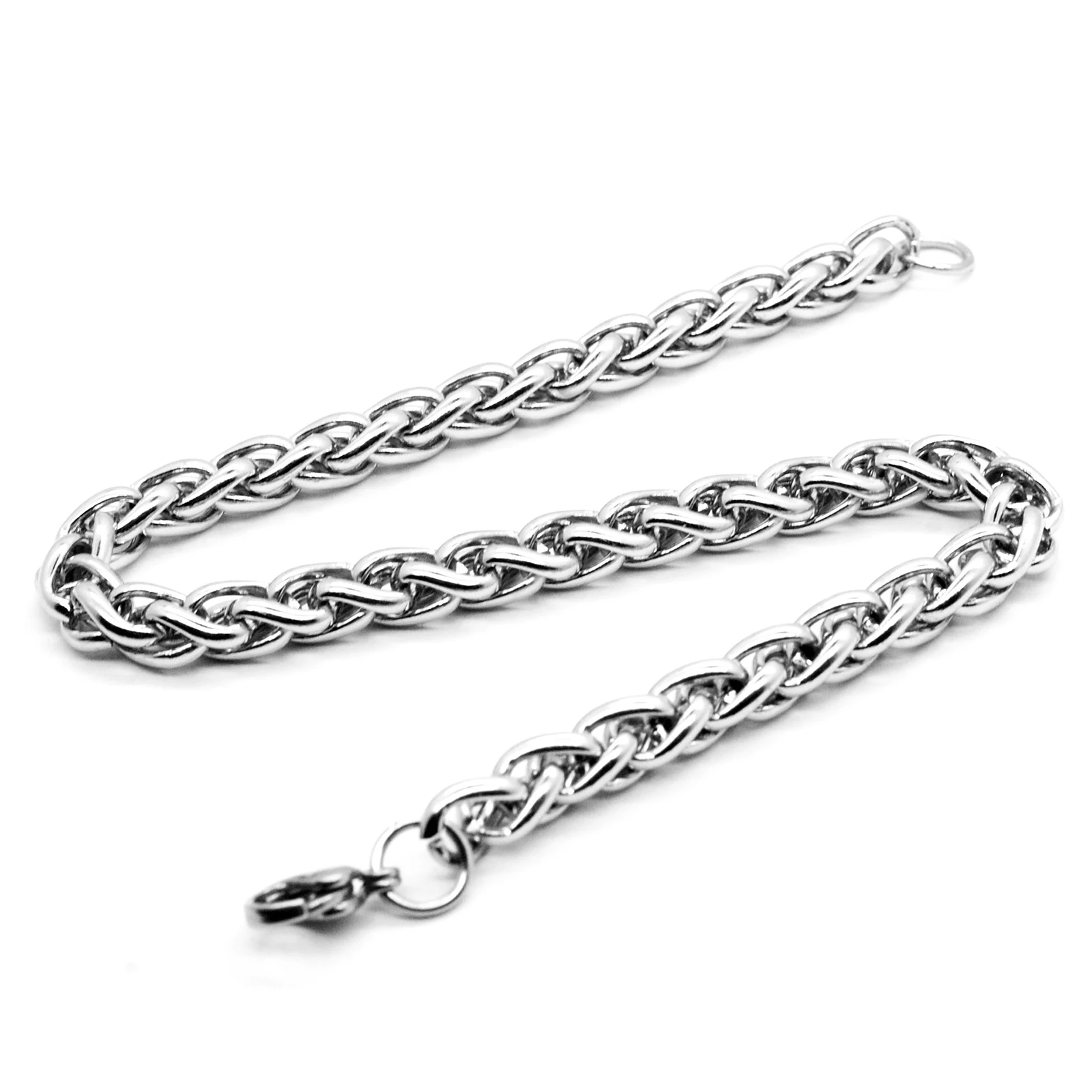 1PC 19-25cm Stainless Steel Bracelets Curb Cuban Silver Color Classic For Men Dragon Link Chain Bracelets Anklet Fashion Jewelry