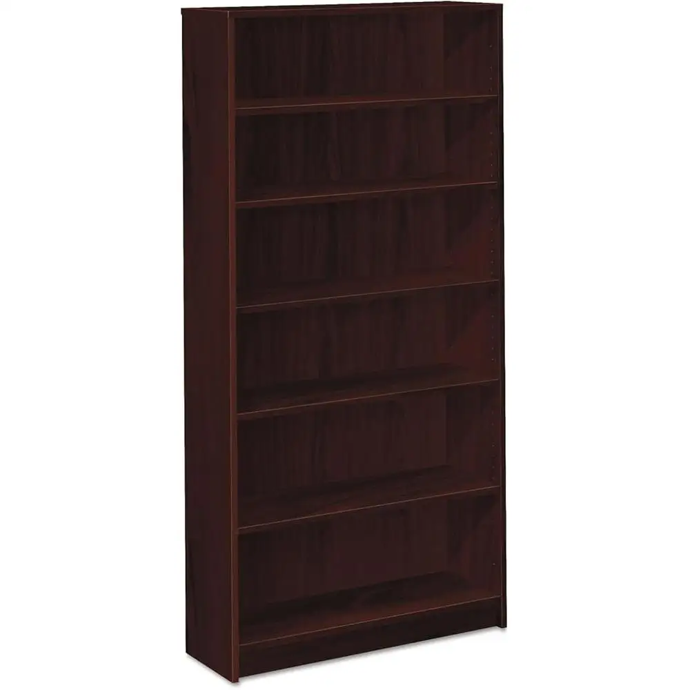 Durable Modern Office Bookcase with 6 Shelves Stain and Abrasion Resistant Laminate Wipe Clean Design Leveling Glide System